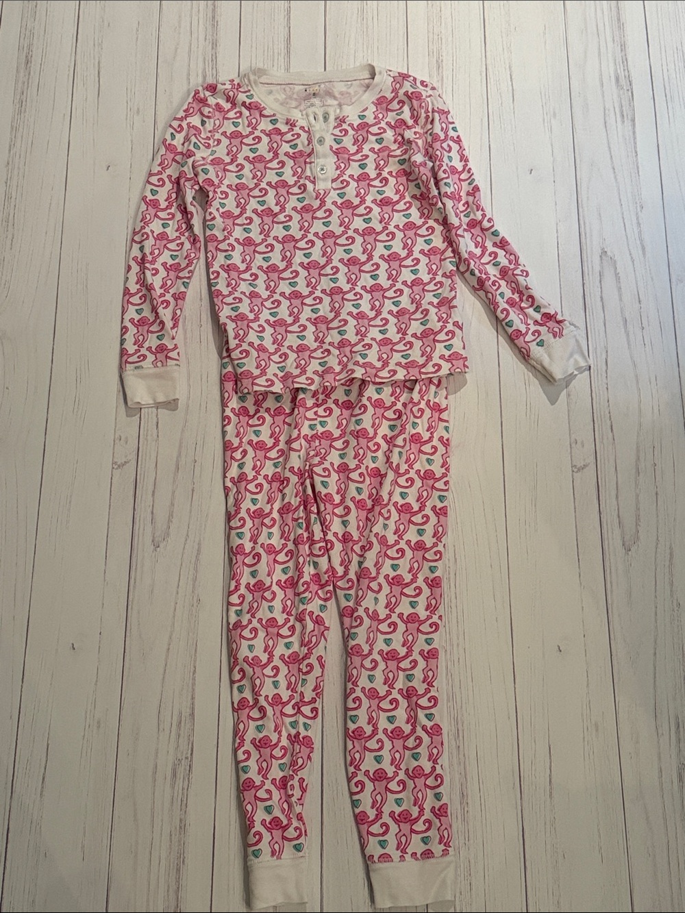 Roller rabbit Girls' Pink monkey Print Pajama Set